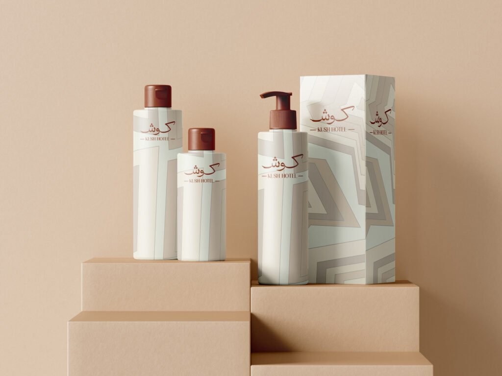 Printo Kush Hotel — Luxury Brand Identity & Visual System Earthy branded packaging and room amenities design for Kush Hotel by Printo Agency