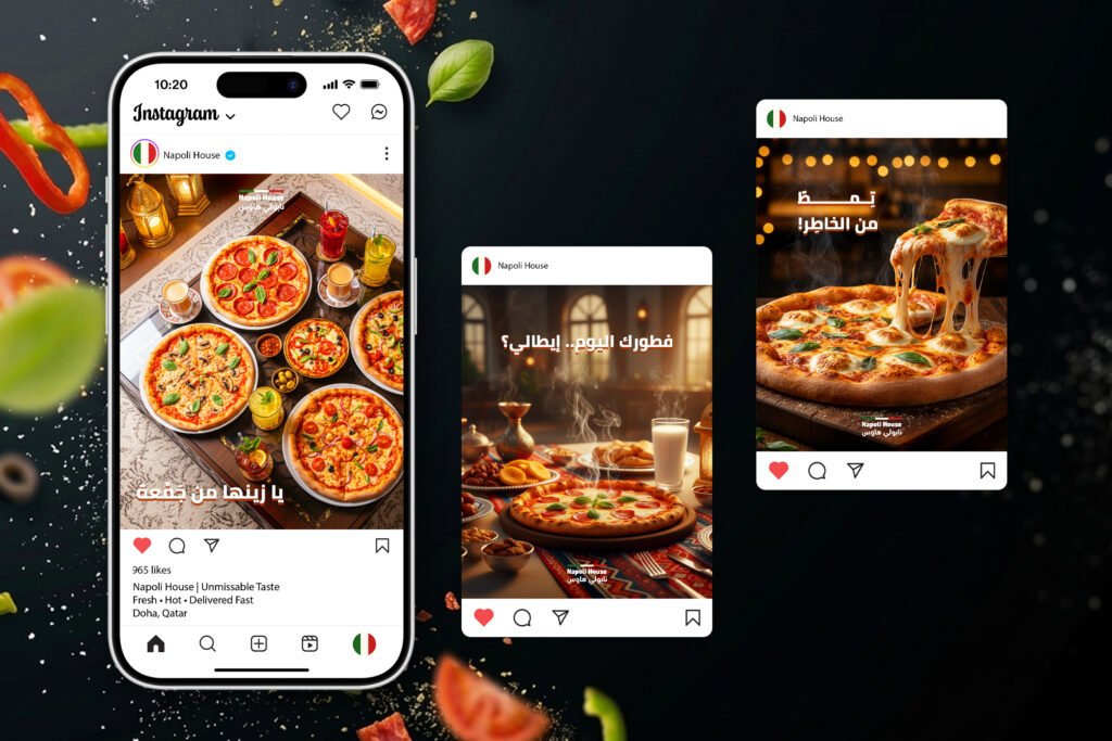 Printo Napoli House — Social Media Management & Creative Strategy Instagram story and social media management design grid for Napoli House